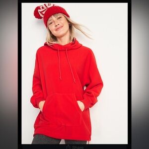 Old Navy Red Oversized Fleece Hoodie  Size Medium